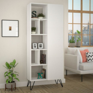 Libreria con anta Jedda bianco 80x191 moderna e capiente