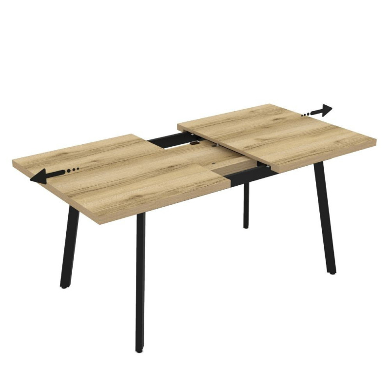 Tavolo allungabile Lini piano rovere e gambe metallo nero moderno