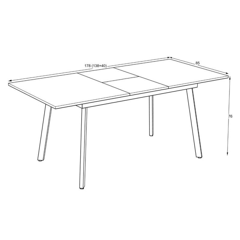 Tavolo allungabile Lini piano rovere e gambe metallo nero moderno