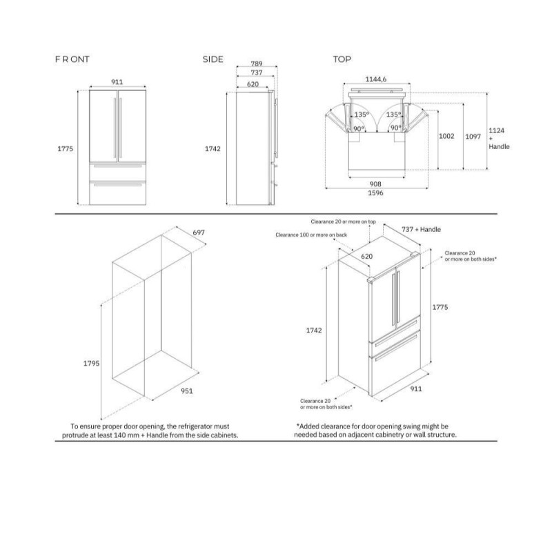 Frigorifero Bertazzoni Side by Side 636 lt acciaio inox classe E