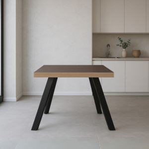Tavolo fisso Marburg 80x80 teak e acciaio antracite moderno