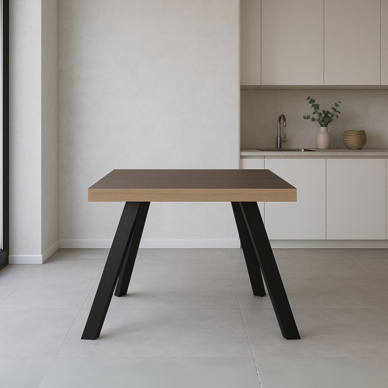 Tavolo fisso Marburg 80x80 teak e acciaio antracite moderno