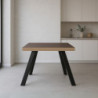 Tavolo fisso Marburg 80x80 teak e acciaio antracite moderno