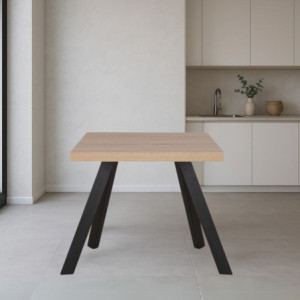 Tavolo fisso Marburg 80x80 rovere e acciaio antracite moderno