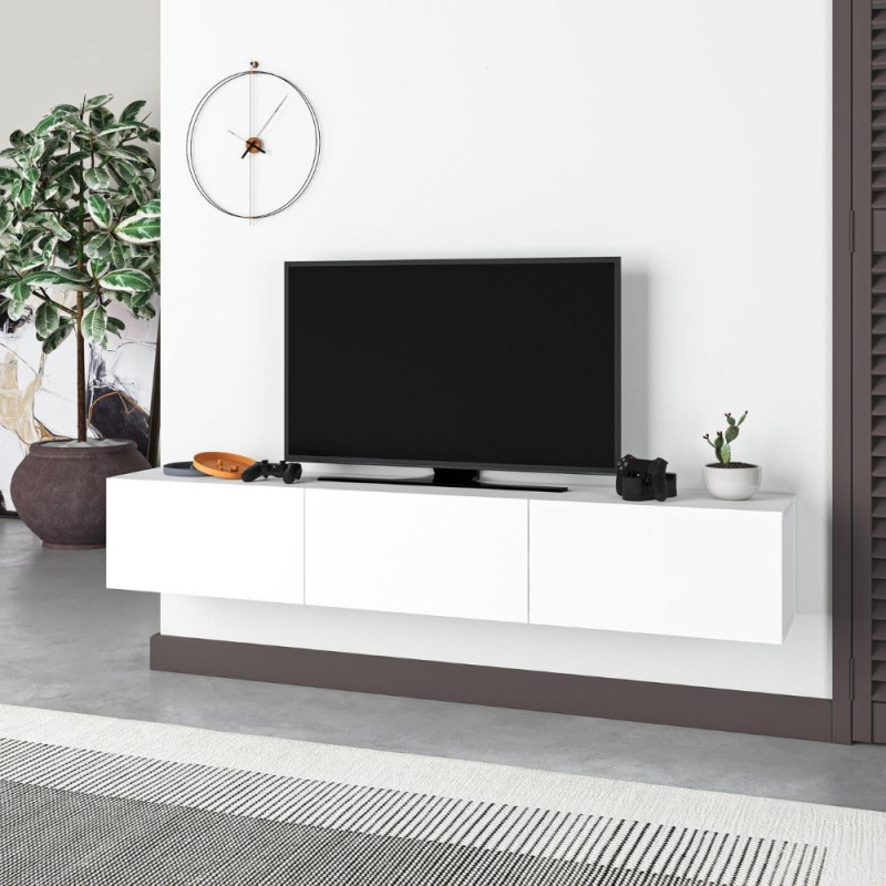 Mobile porta TV sospeso Francy 180 cm bianco con anta ribalta
