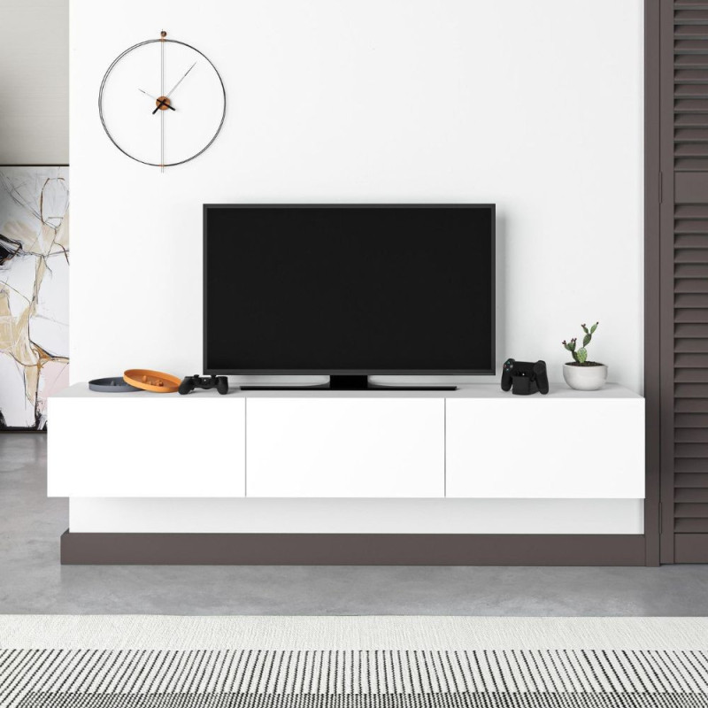 Mobile porta TV sospeso Francy 180 cm bianco con anta ribalta