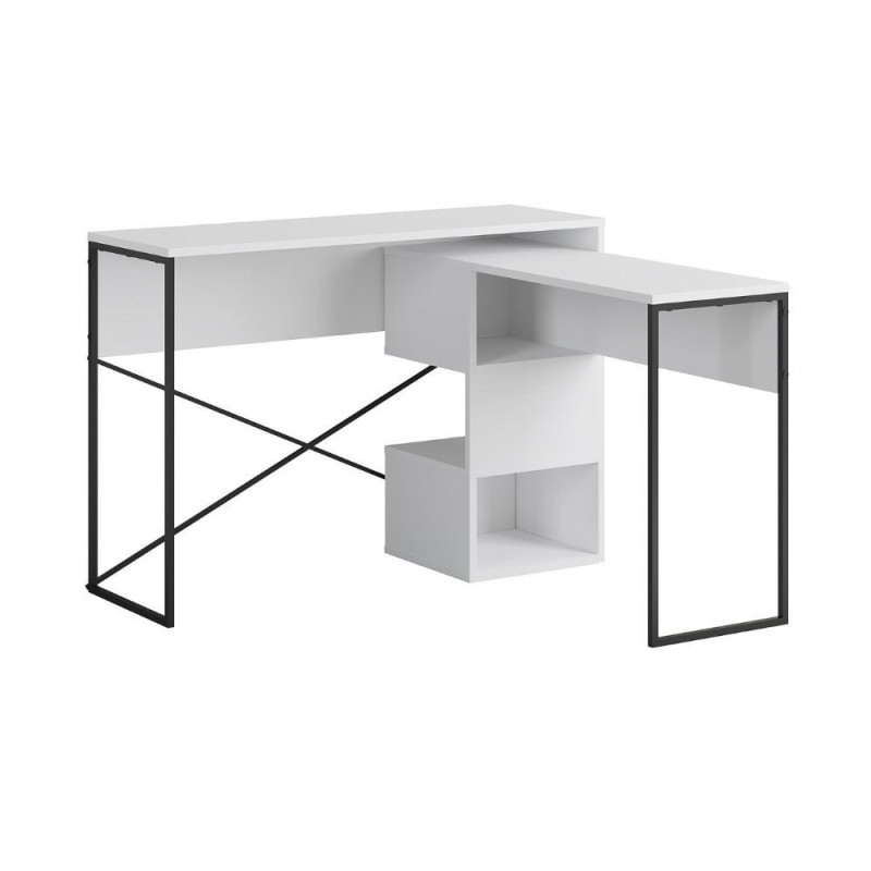 Scrivania espandibile Badau bianca gambe nere 110x37,2x77 cm