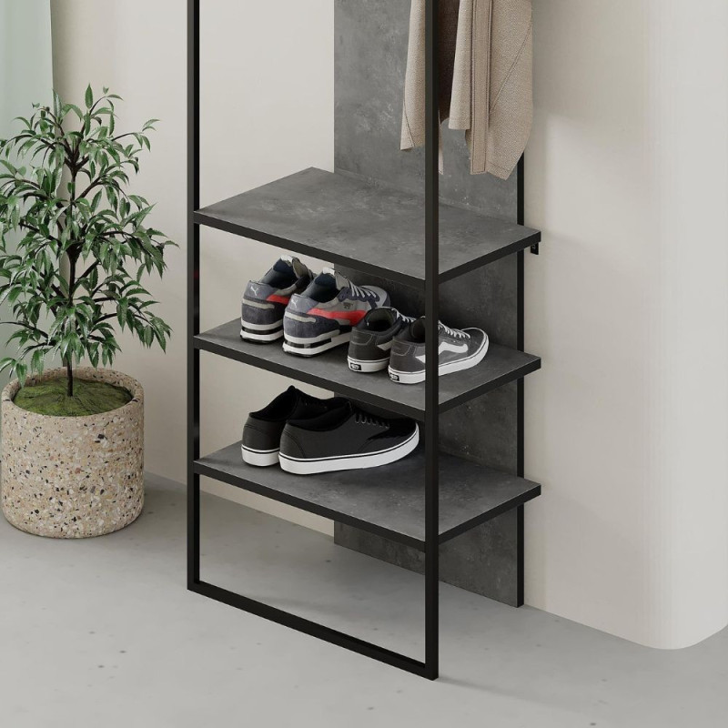 Mobile ingresso Archy con 4 ganci e scarpiera retro grey