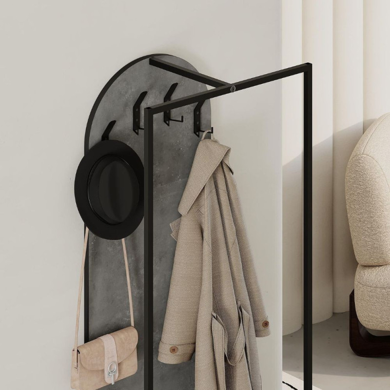 Mobile ingresso Archy con 4 ganci e scarpiera retro grey