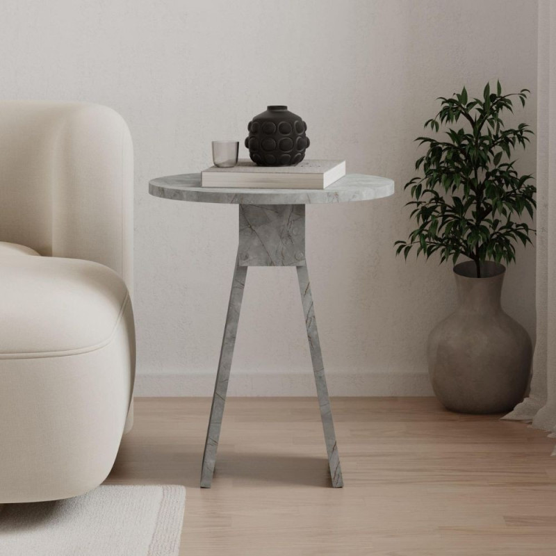 Tavolino da salotto Chen lagina effetto marmo grigio 50x42x23,4