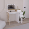 Toeletta Avien con specchio LED bianco e rovere