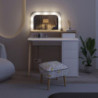 Toeletta Avien con specchio LED bianco e rovere