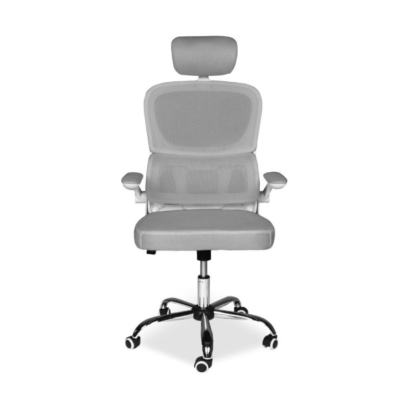 Sedia ufficio ergonomica Vibes bianca tessuto rete grigio cromata