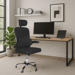 Sedia ufficio ergonomica Vibes tessuto rete nero base cromata