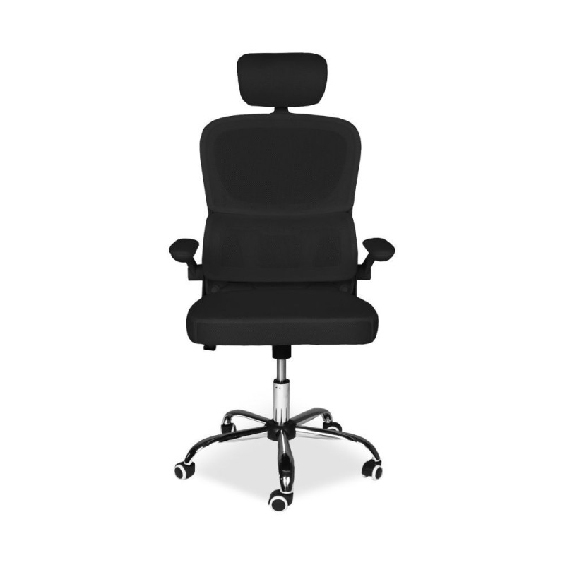Sedia ufficio ergonomica Vibes tessuto rete nero base cromata
