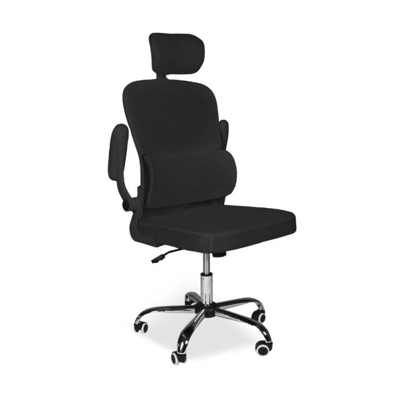 Sedia ufficio ergonomica Vibes tessuto rete nero base cromata