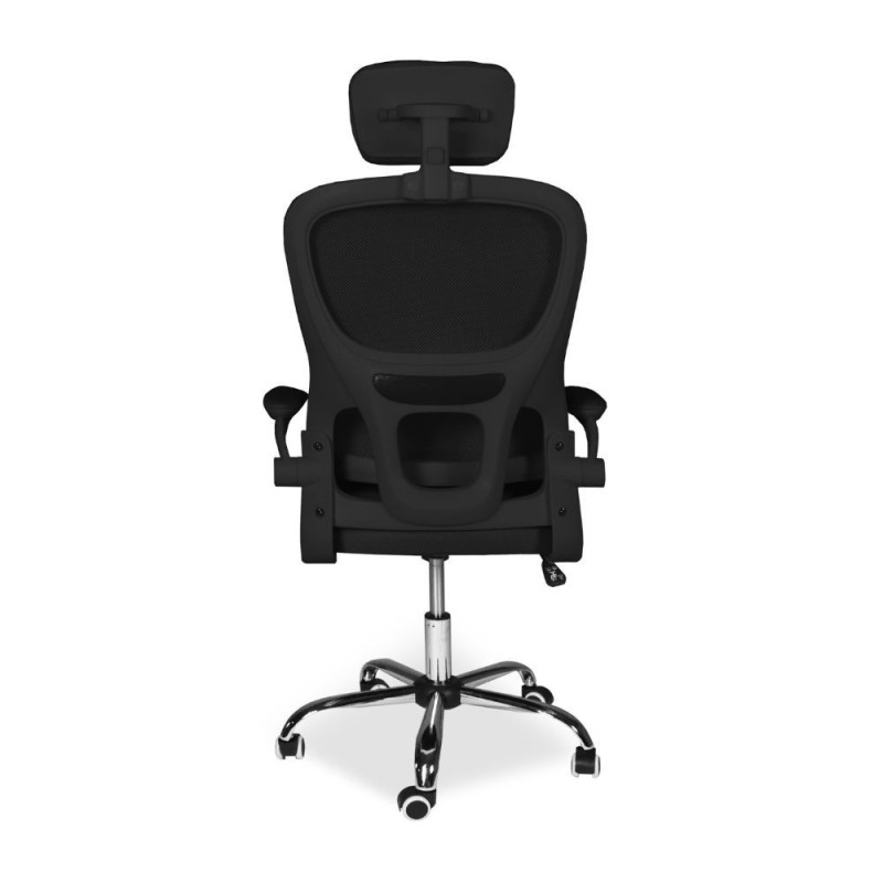 Sedia ufficio ergonomica Vibes tessuto rete nero base cromata
