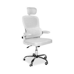 Zoom Sedia da ufficio ergonomica Vibes con tessuto a rete bianco con base cromata