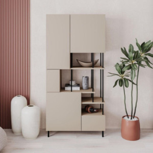 Libreria Key 5 ante e ripiani a vista colore cashmere moderna
