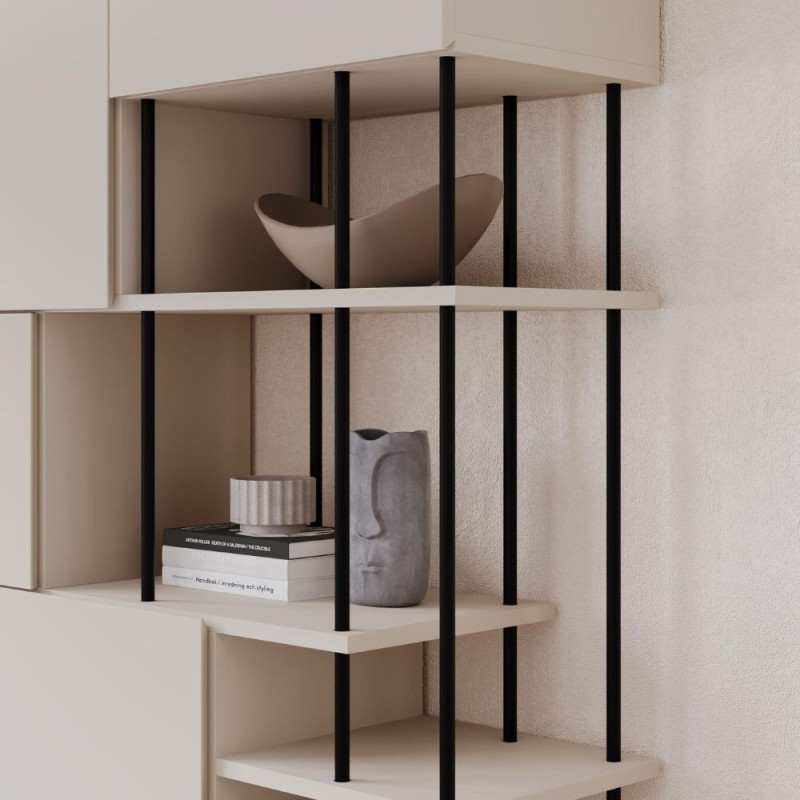 Libreria Key 5 ante e ripiani a vista colore cashmere moderna