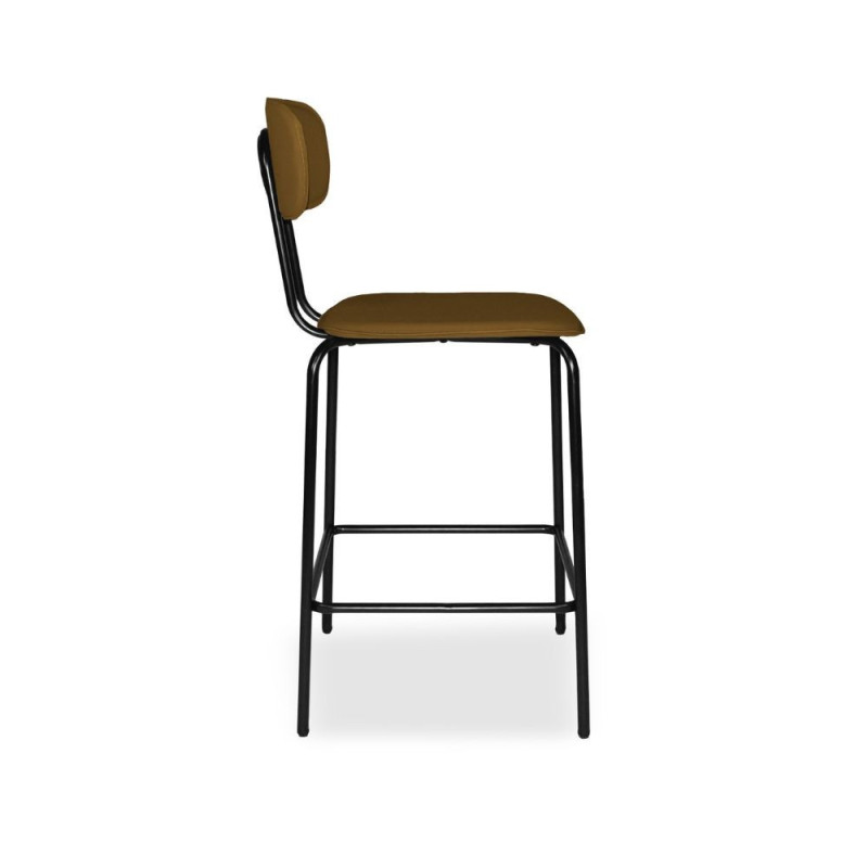 Sgabello Glami PVC effetto cuoio brown struttura metallo nera