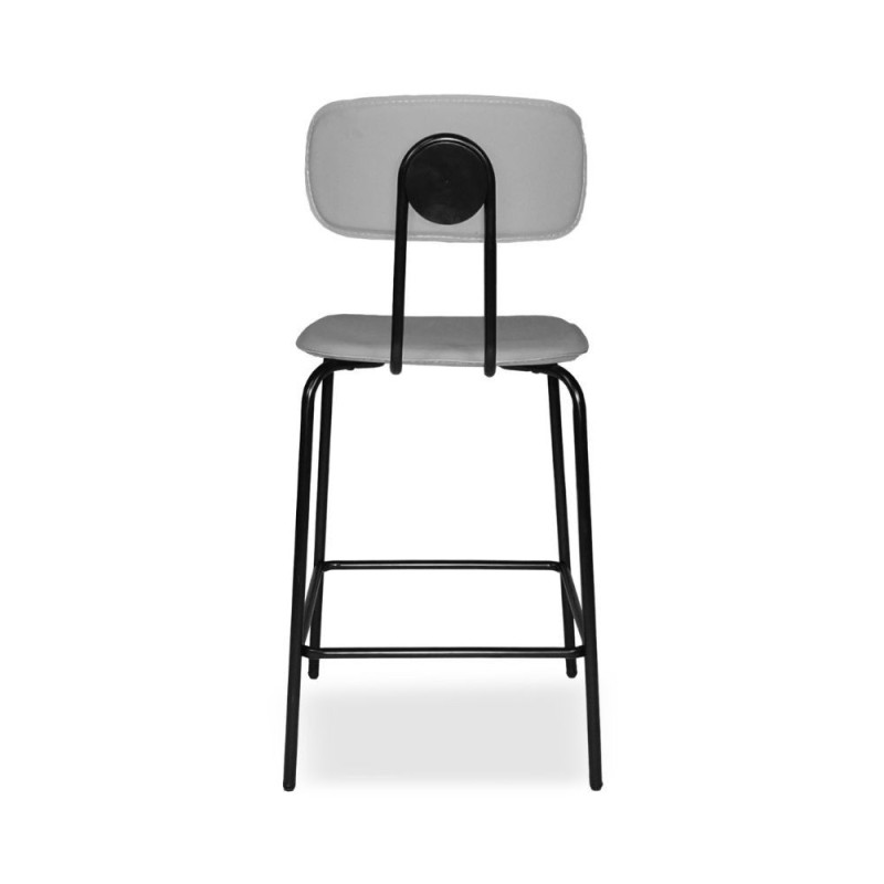 Sgabello Glami PVC effetto cuoio grigio metallo nero moderno