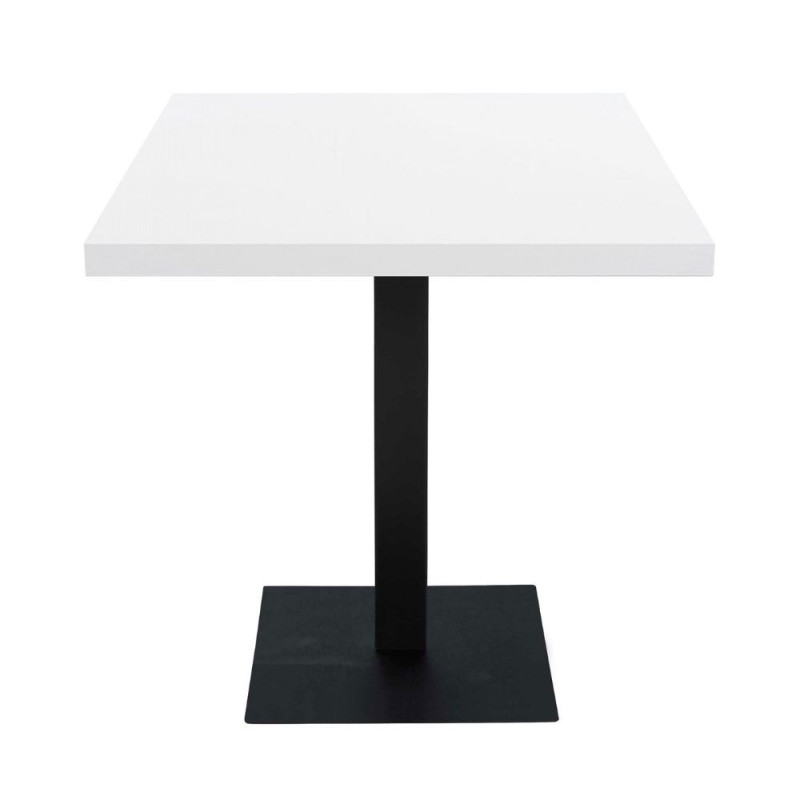 Tavolo quadrato Key 80x80 base nera piano bianco moderno