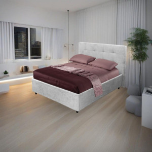 Letto una piazza e mezza Ascoli contenitore tessuto grigio chiaro