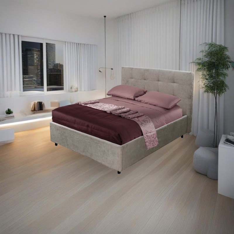 Letto una piazza e mezza Ascoli contenitore tessuto tortora