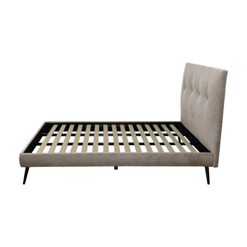 Letto matrimoniale Stiletto rete fissa tessuto tortora