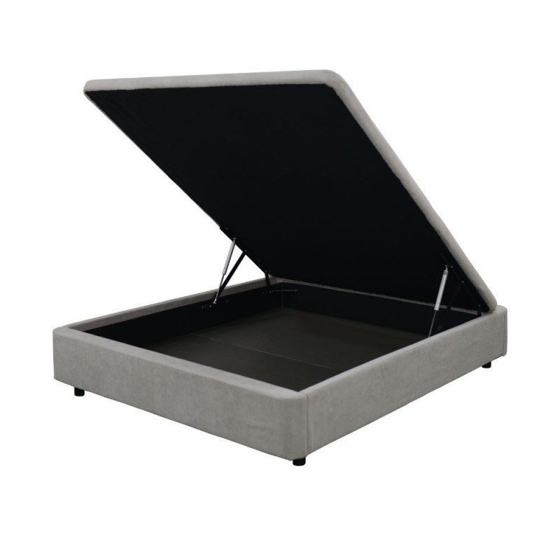 Letto matrimoniale sommier 160x190 contenitore grigio chiaro