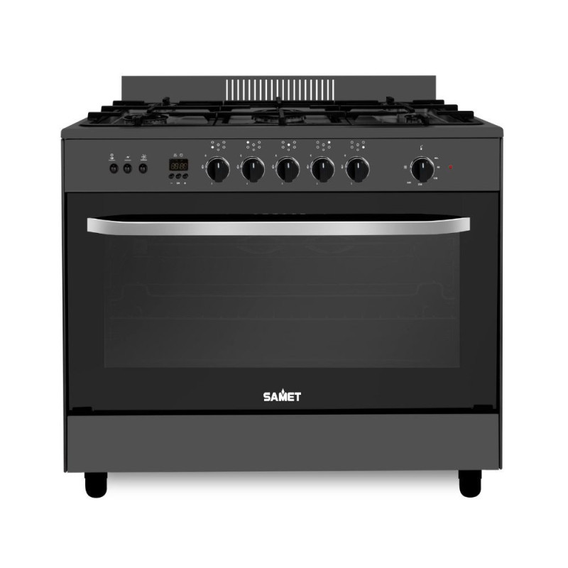 Cucina a gas Stromboli 90x60 cm forno gas grill elettrico nera
