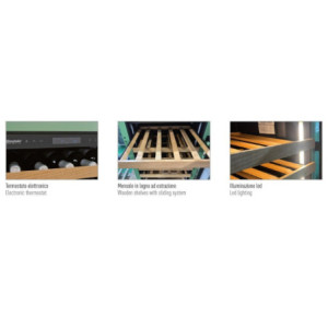 Zoom Cantinetta Vinarius 40 ventilato con 5 mensole in legno con guide telescopiche in colore grigio classe G
