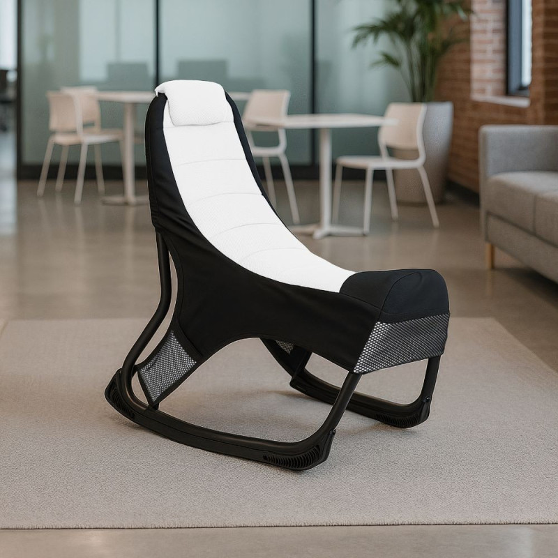 Sedia gaming Rocky imbottita rete bicolore nero e bianco