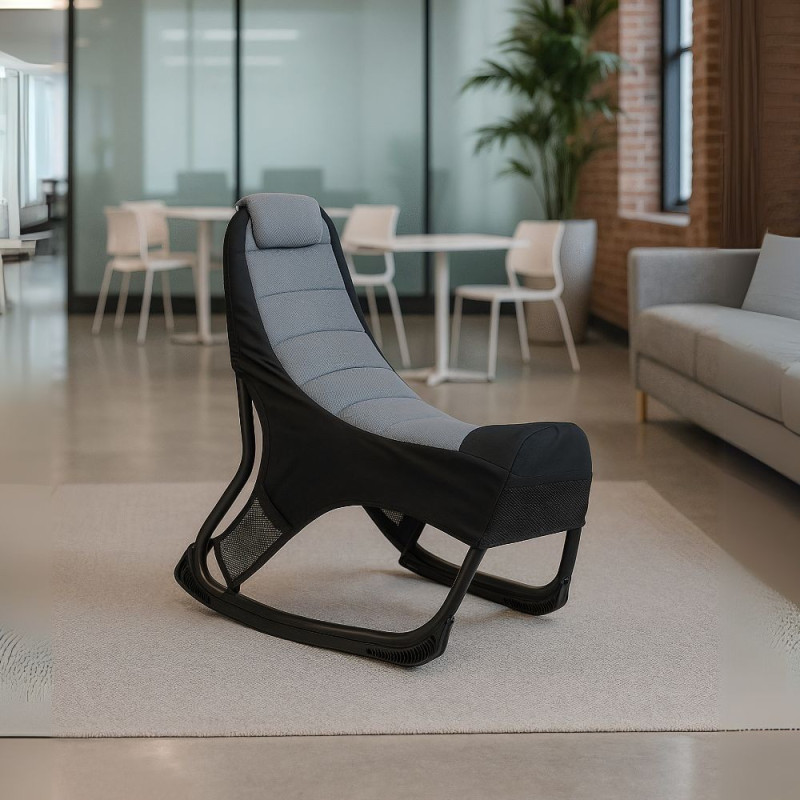 Sedia gaming Rocky imbottita rete bicolore nero e grigio