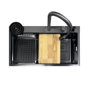 Zoom Lavello incasso SA3541 una vasca 75x45 cm. completo di accessori trattamento PVD acciaio nero