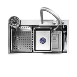 Lavello incasso SA3541 una vasca 75x45 cm inox accessori