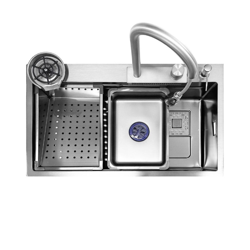 Lavello incasso SA3541 una vasca 75x45 cm inox accessori