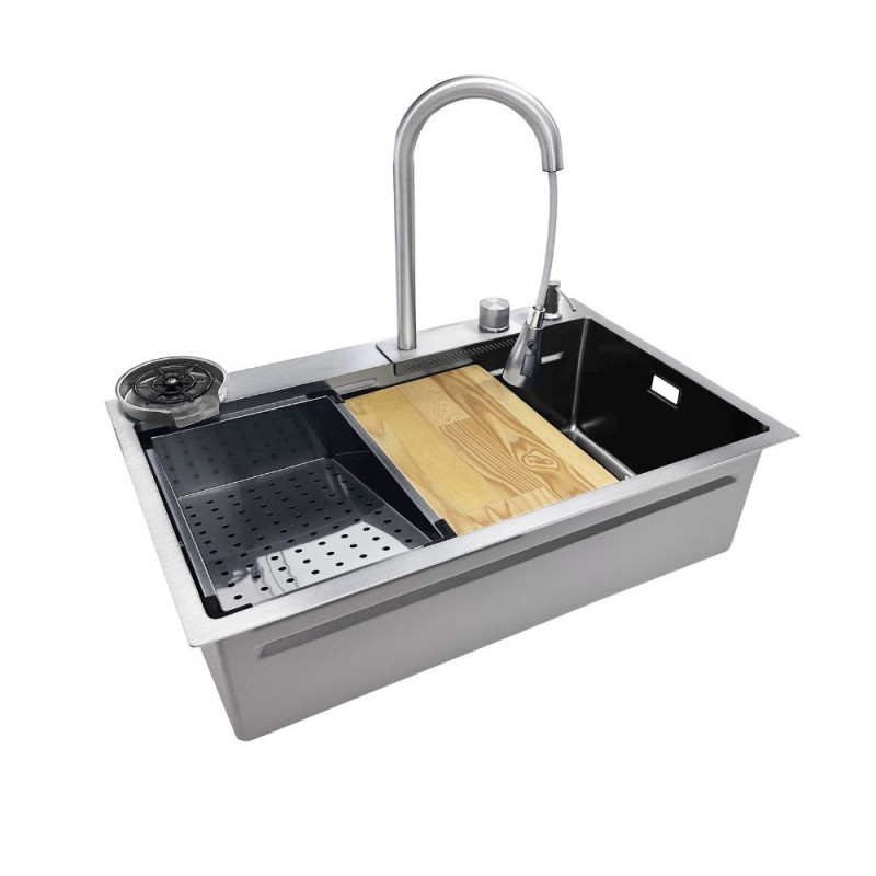 Lavello incasso SA3541 una vasca 75x45 cm inox accessori