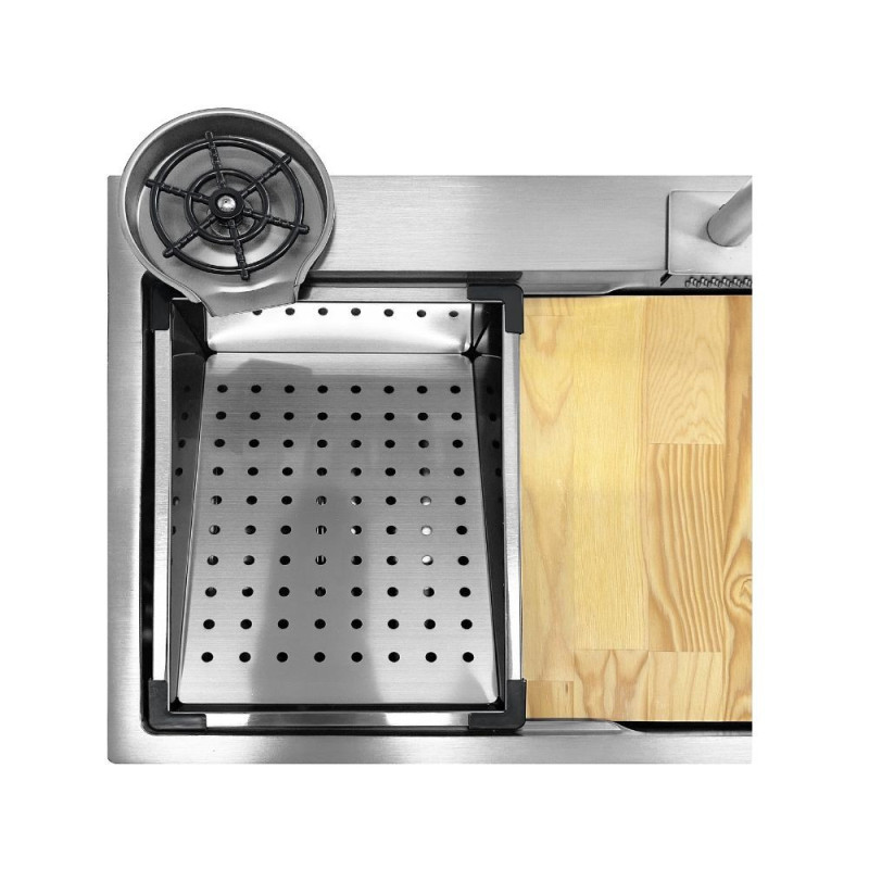 Lavello incasso SA3541 una vasca 75x45 cm inox accessori