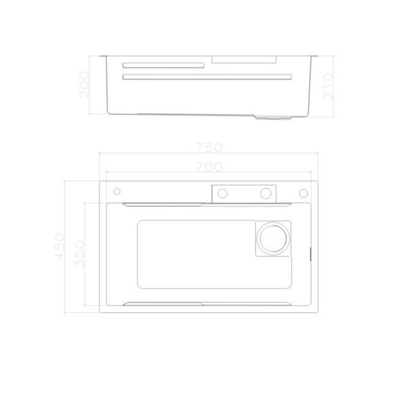 Lavello incasso SA3541 una vasca 75x45 cm inox accessori