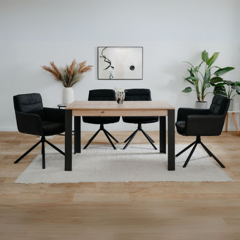 Tavolo allungabile Tolosa rovere e gambe nere 150x75x80 cm