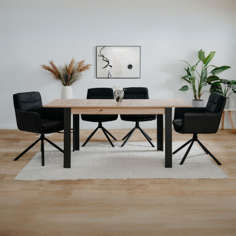 Tavolo allungabile Tolosa rovere e gambe nere 150x75x80 cm