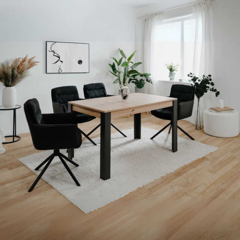 Tavolo allungabile Tolosa rovere e gambe nere 150x75x80 cm