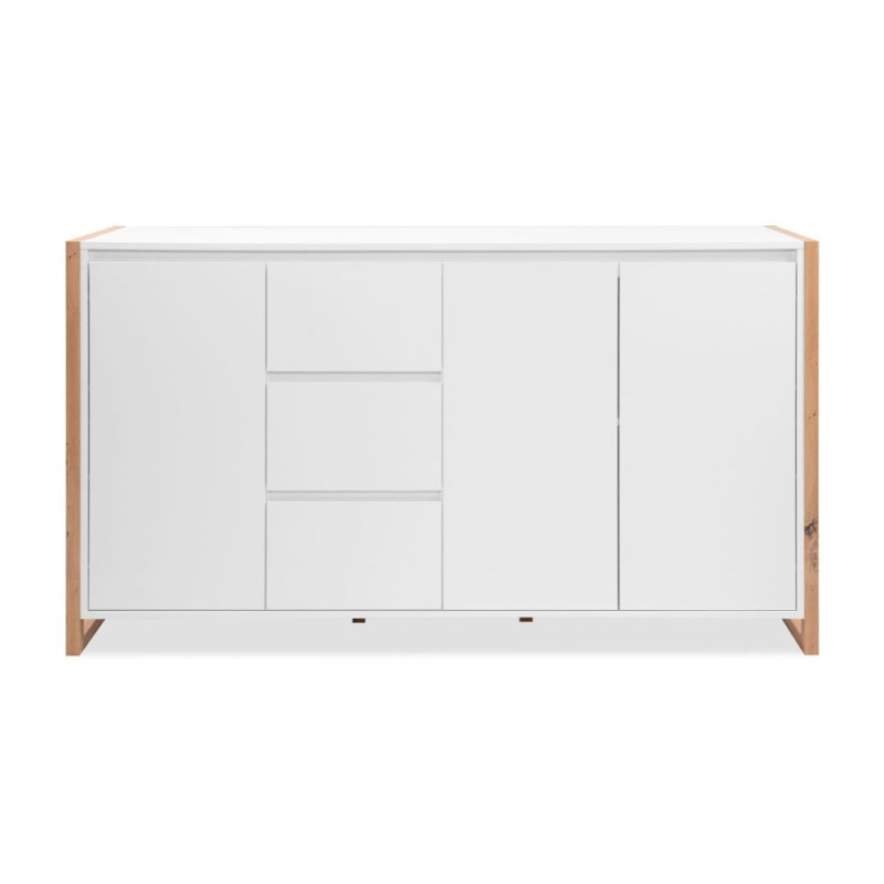 Credenza New Denver3 3 Cassetti 3 Ante Bianco e Rovere Moderna