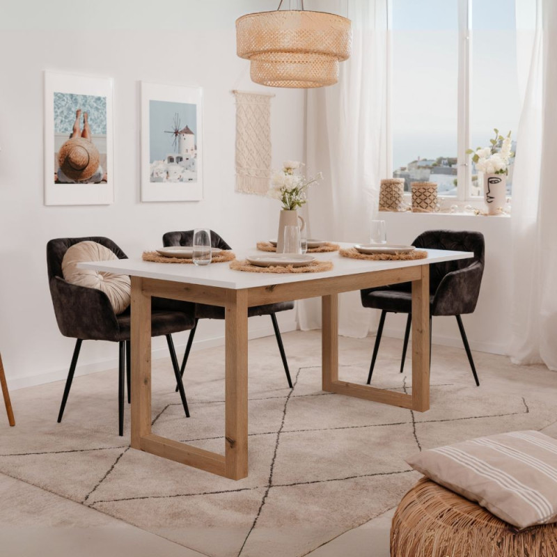 Tavolo allungabile New Denver50 bianco e rovere 160x90 moderno