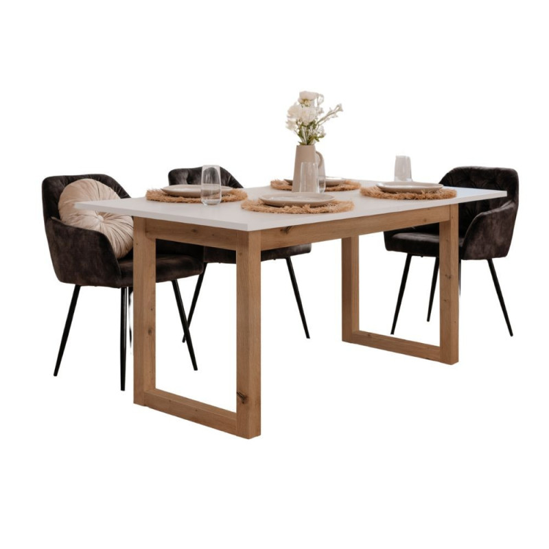 Tavolo allungabile New Denver50 bianco e rovere 160x90 moderno