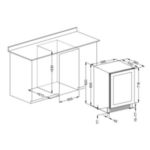 Zoom Cantinetta incasso ventilato DW51F1T con maniglia integrata 52 bottiglie nero classe G