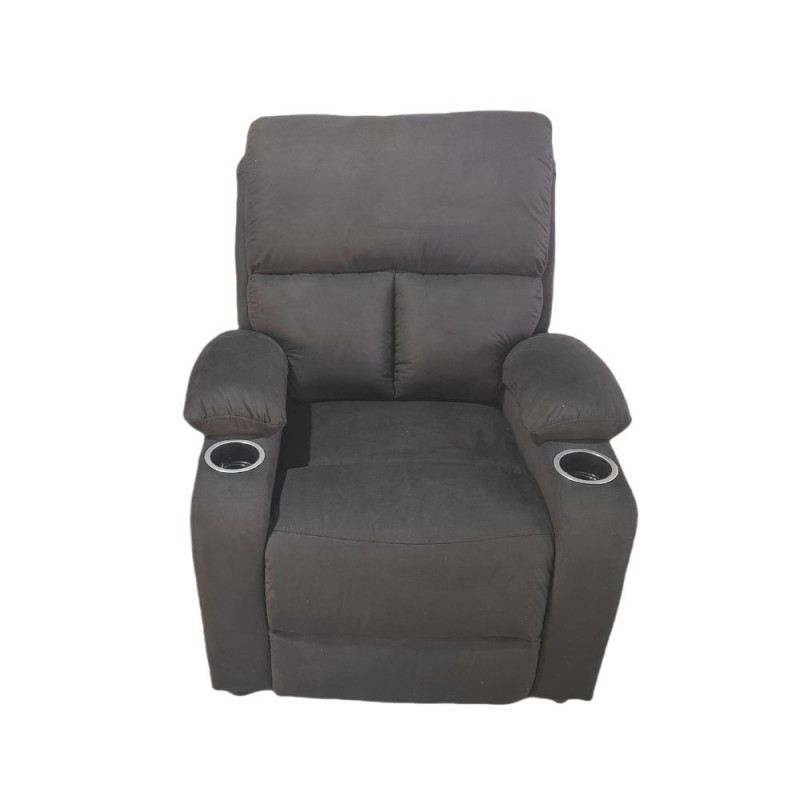 Poltrona recliner Ninetta manuale microfibra nera portabicchieri