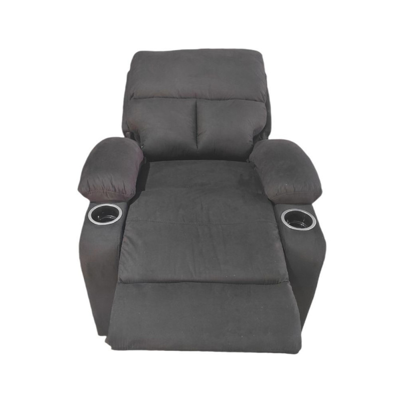 Poltrona recliner Ninetta manuale microfibra nera portabicchieri